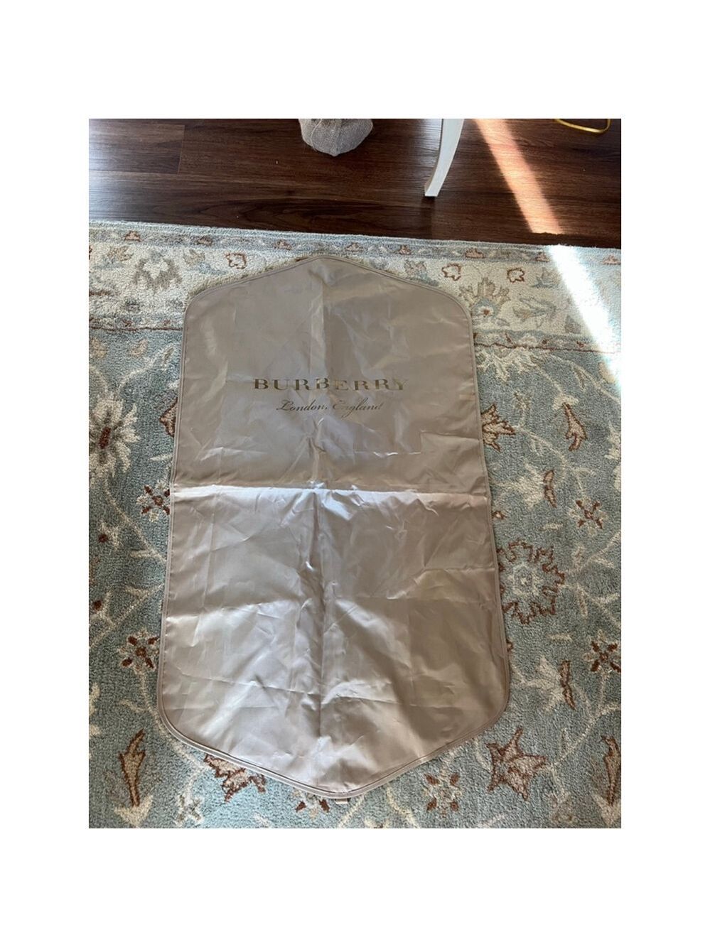 Burberry Beige Gold Logo Garment Bag